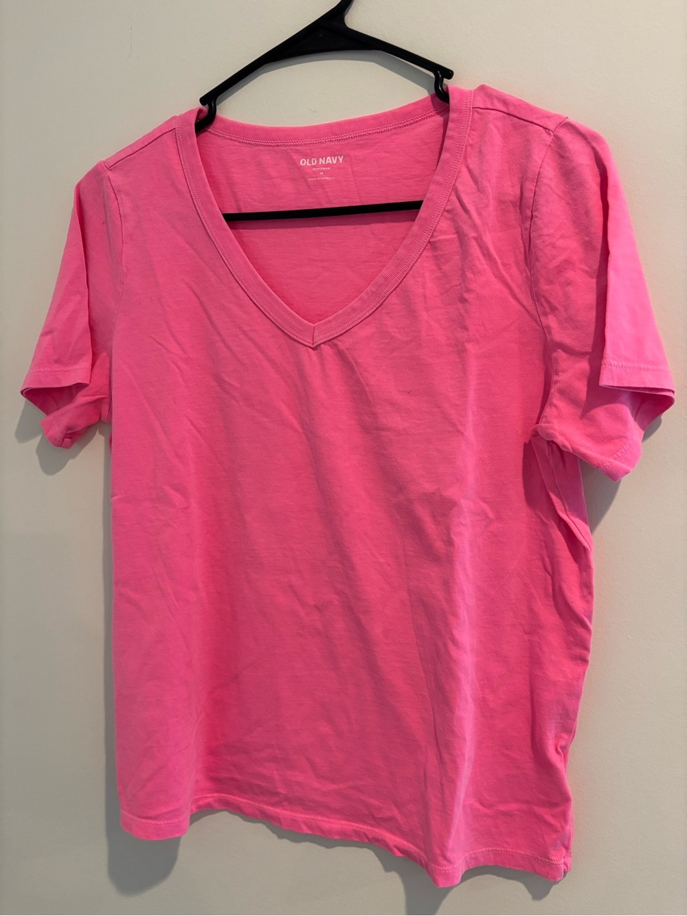 Old Navy Bright Pink V-Neck Short Sleeve Tee